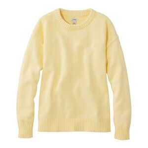 LL Bean Women's The Original Double L Sweater Crewneck Cotton Light Yellow Sz 2X